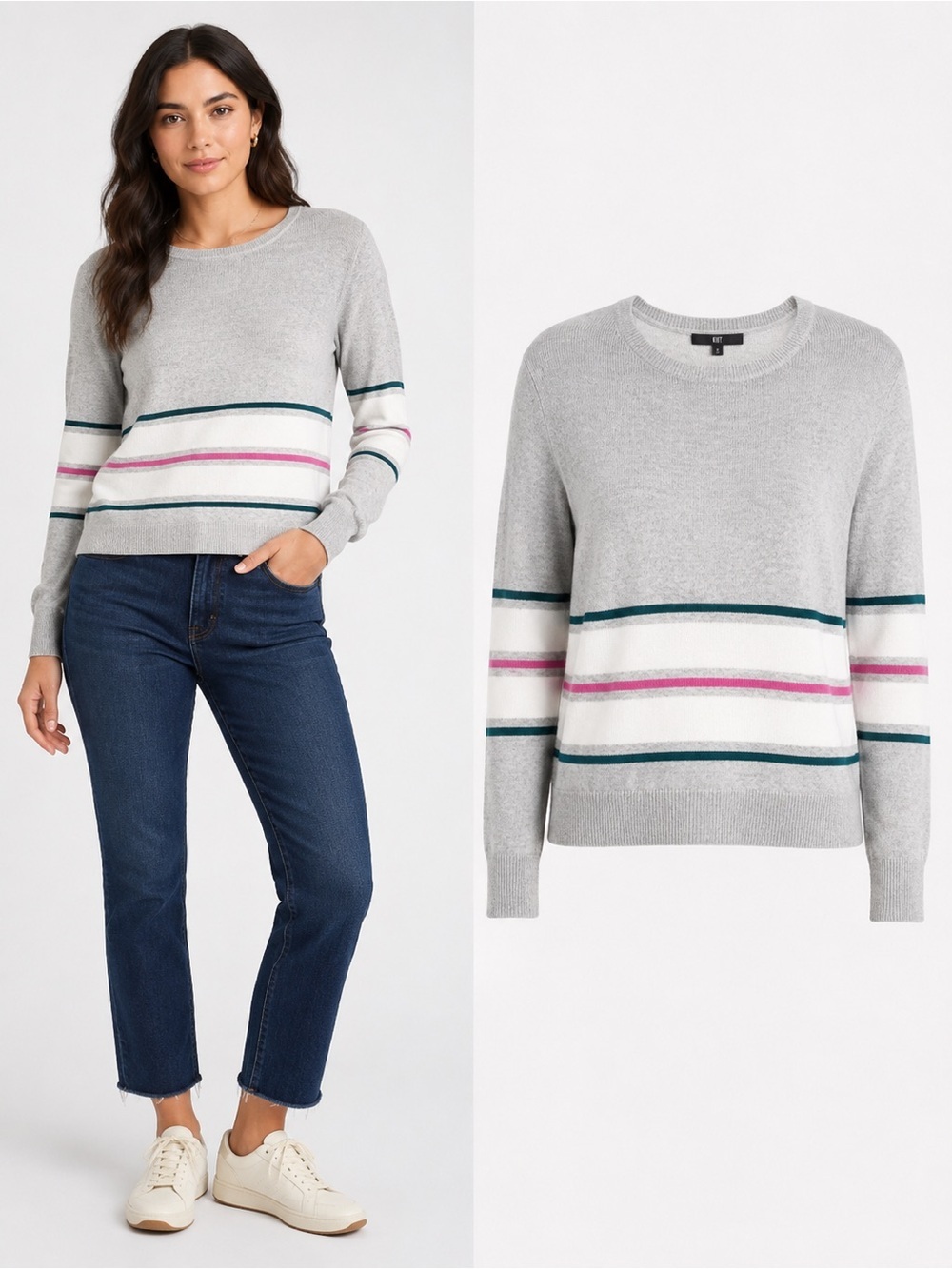 KUT from the Kloth | Stripe Print Crew Neck Sweater | Women’s Knit